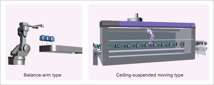 Balance-arm type robo, Ceiling-suspended moving type robot